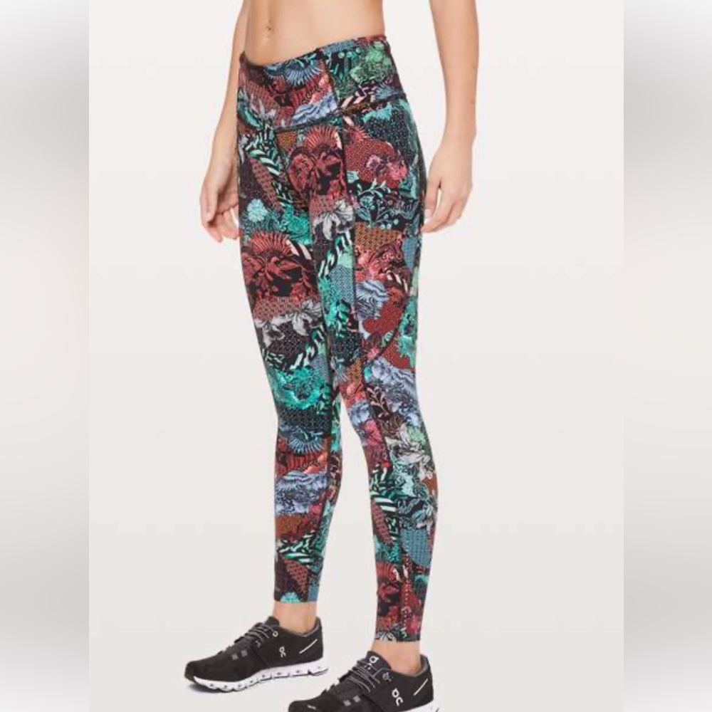 RARE Lululemon Fast & Free Zen Garden High Waisted Leggings Size 8 Floral